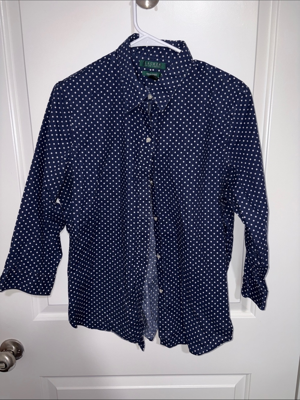 Ralph Lauren Navy Polka Dot Button-Down Shirt